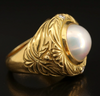 Estate Collection Ring 18K Gold & Diamond Mabe Pearl Ring