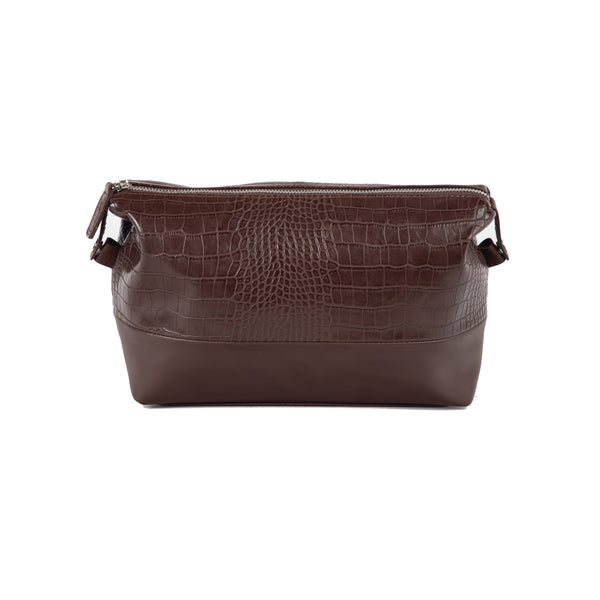 Travel Bag - Melbourne Toiletry Bag in Brown Croc