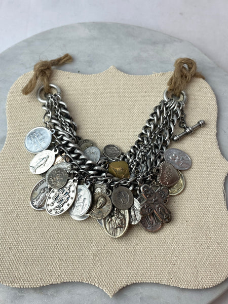 Bracelet - Antique Holy Medal Multi Strand