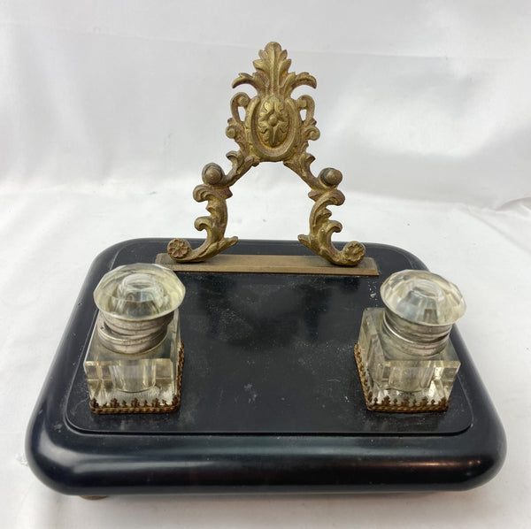 Estate Collection 19th Century Double Inkwell & Letter Holder