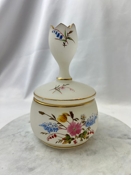 Estate Collection Bristol Glass - White Lidded Dresser Jar