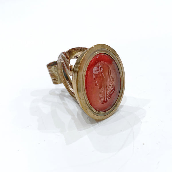 Estate Collection Watch Fob - Seal 9ct Gold Filled Cornelian Intaglio Women's Bust LP
