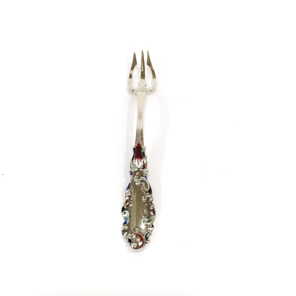 Estate Collection Sterling - Fork Seafood Antique Sterling & Vermeil Enamel