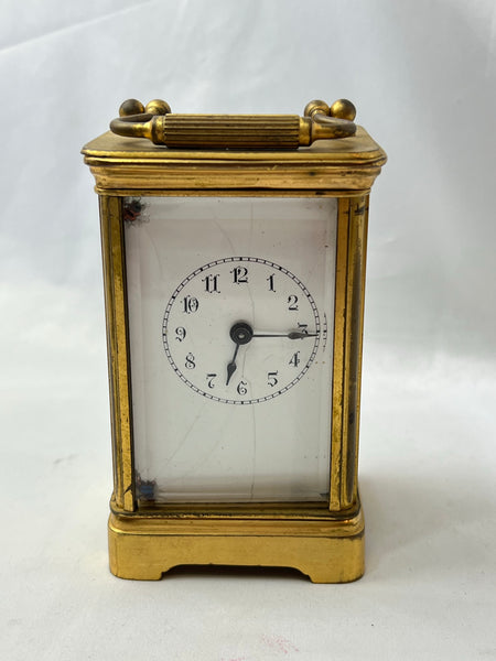 Estate Collection Clock - Carriage Lacquered Brass & Leaded Glass