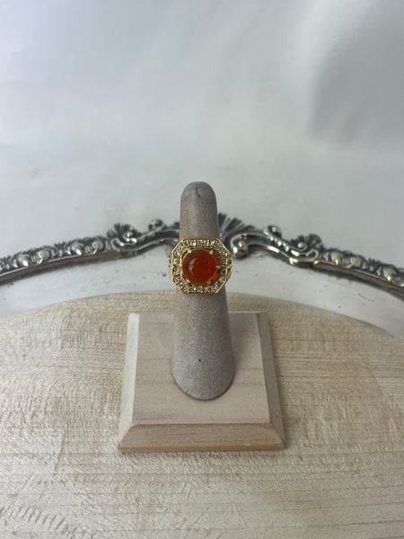 Estate Collection -18K Gold, Fire Opal and Diamond Ring