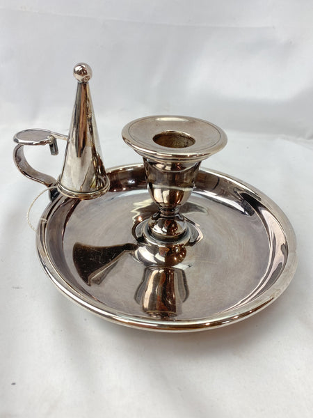 Estate Collection Maple & Co. Silver Plate Candle Holder w/Snuffer Cone