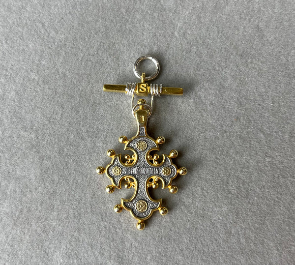 Vignette - Victorious Byzantine Cross - Two Tone Cross on Bar