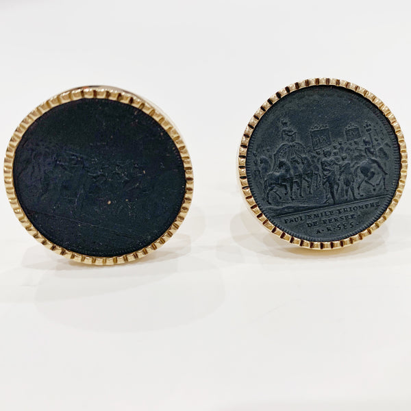Estate Collection Cufflinks - Antique 14K Lava Cameo