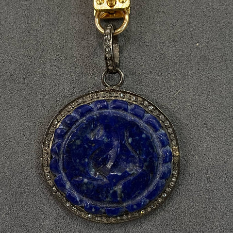 Vignette - Carved Lapis Horse w/Diamond Surround