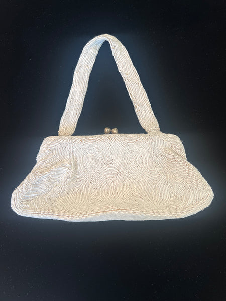 Estate Collection - Purse Vintage Handmade White Beaded Purse