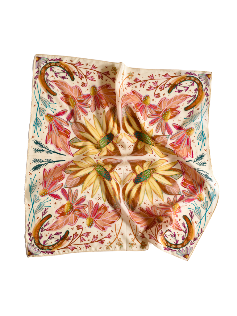 Scarves - Large Lucky Wildflowers Silk Scarf 35x35