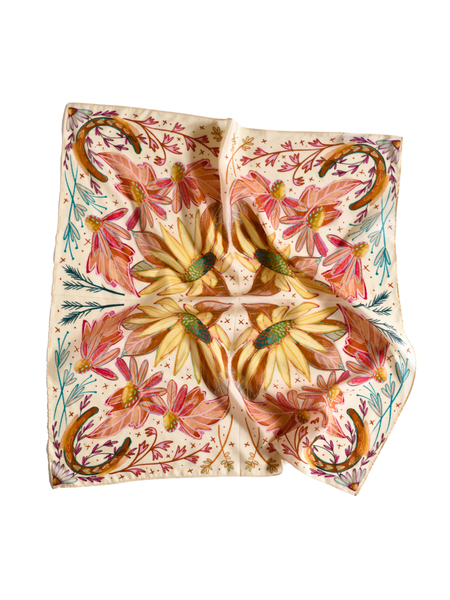 Scarves - Large Lucky Wildflowers Silk Scarf 35x35