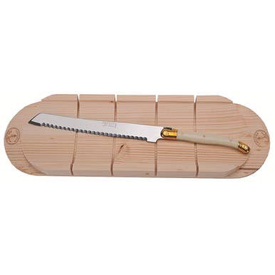 Bread Knife with Ivory Handle and Baguette Board