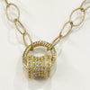 Necklace - Textured Cabble Chain w/Crystal Barrel