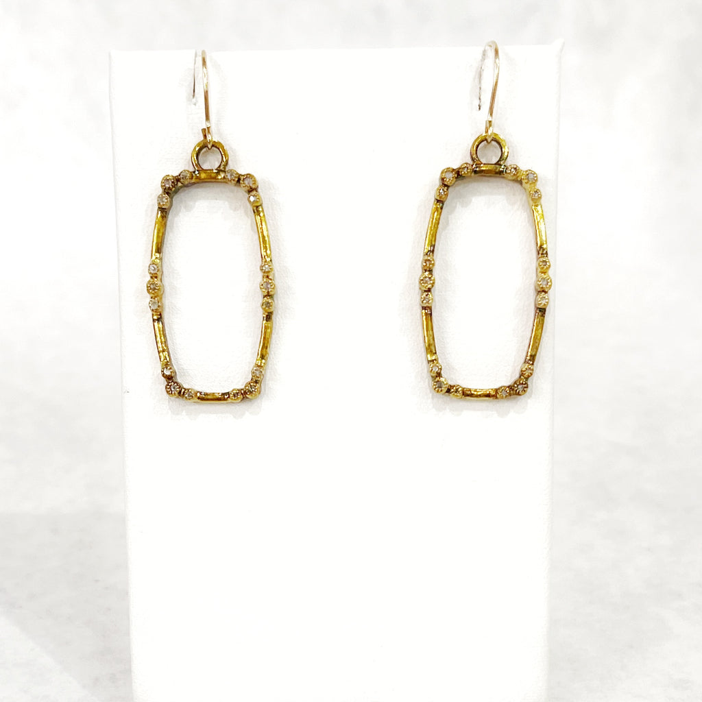 Earrings - Deco Diamond Gold Rectangle