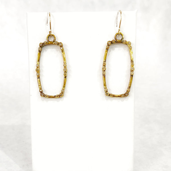 Earrings - Deco Diamond Gold Rectangle