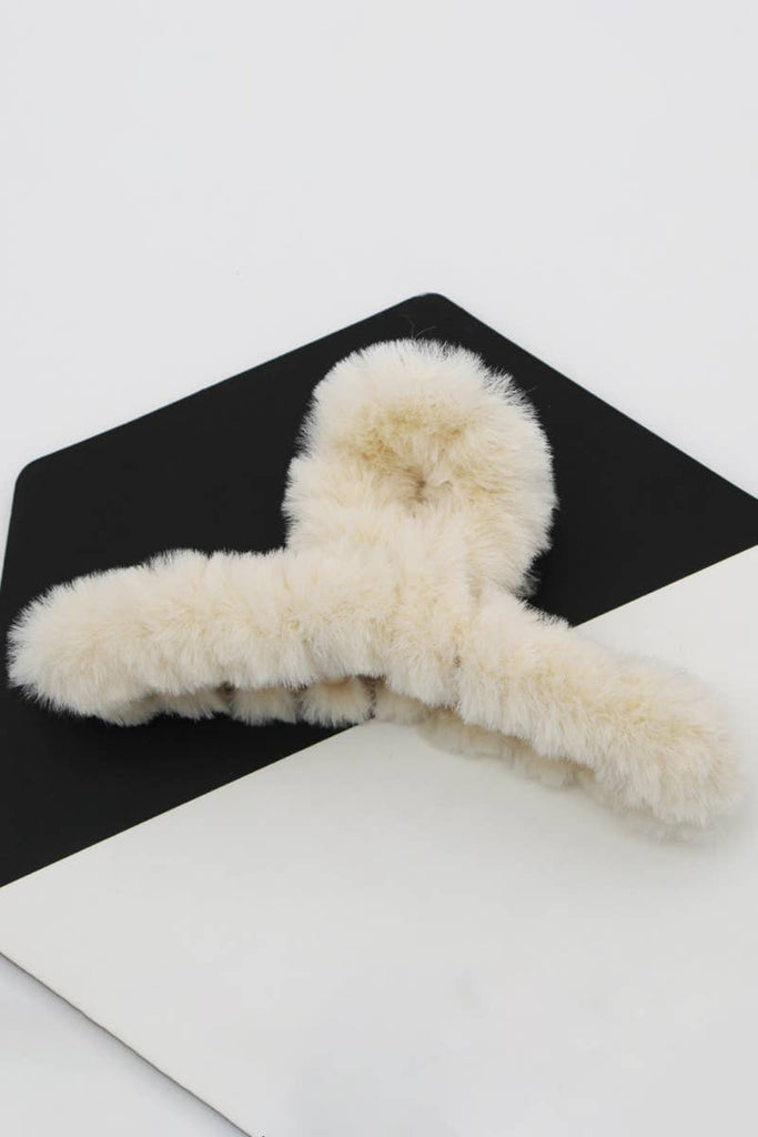 Hair Accessories - Faux Rabbit  Fur Hair Clip