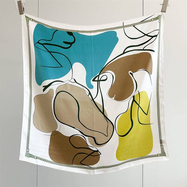 Scarf - Graffiti Mulberry Silk Scarf – Artistic & Bold Square Silk Shawl