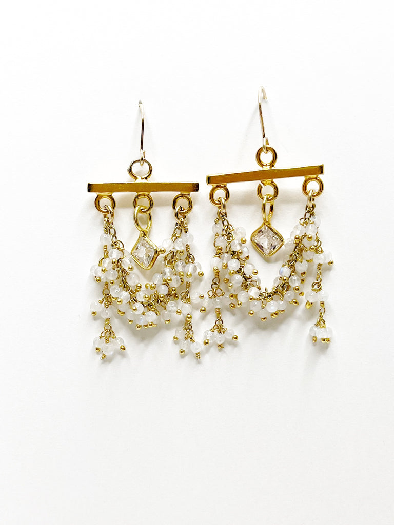 Earrings - Maddie Moonstone with Crystal