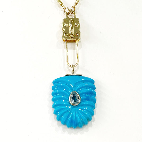 Vignette - Carved Turquoise  w/Blue Topaz