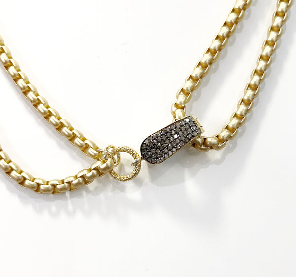 Necklace - Remy Box Chain & Diamond Clasp