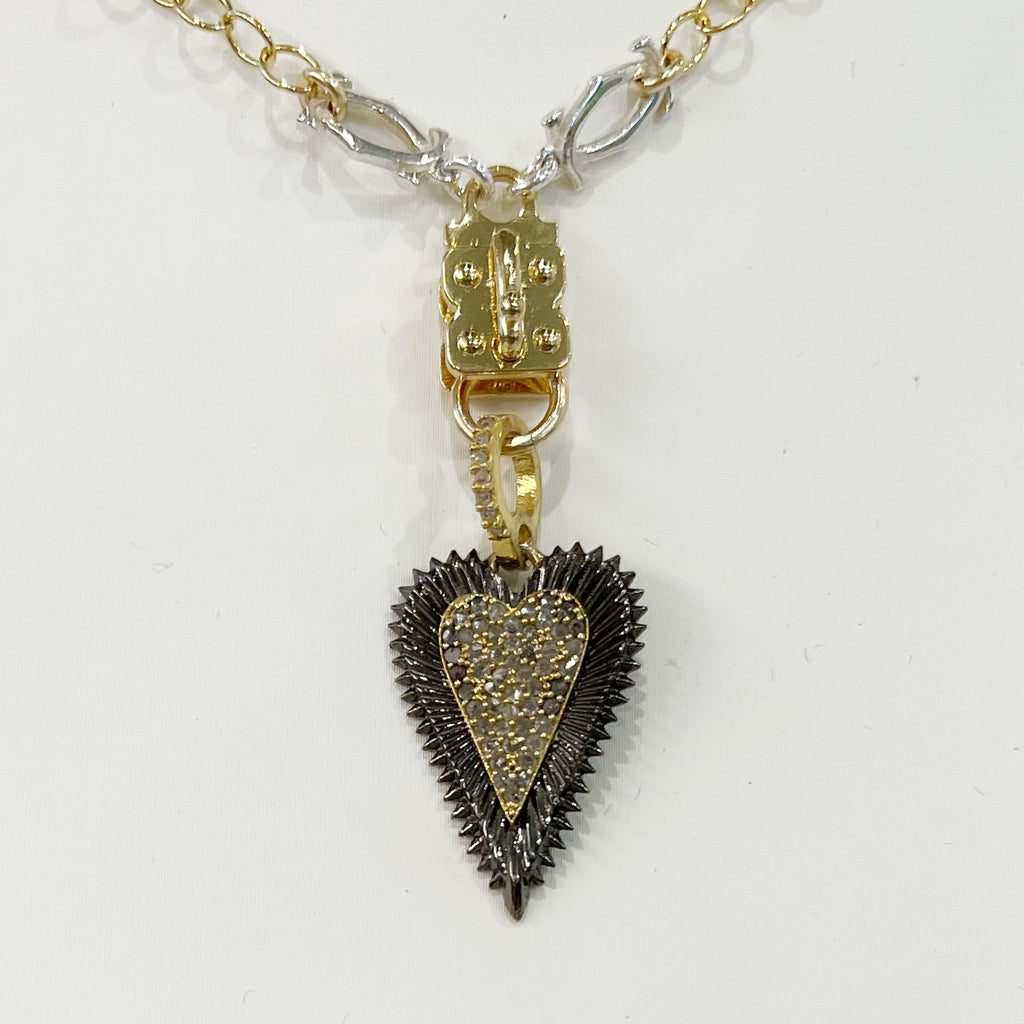 Vignette - Two Tone Pave Diamond Heart