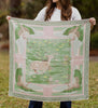 Scarf - Green Pink Lily Pad Doe - Double-Sided Silk Scarf: 25x25