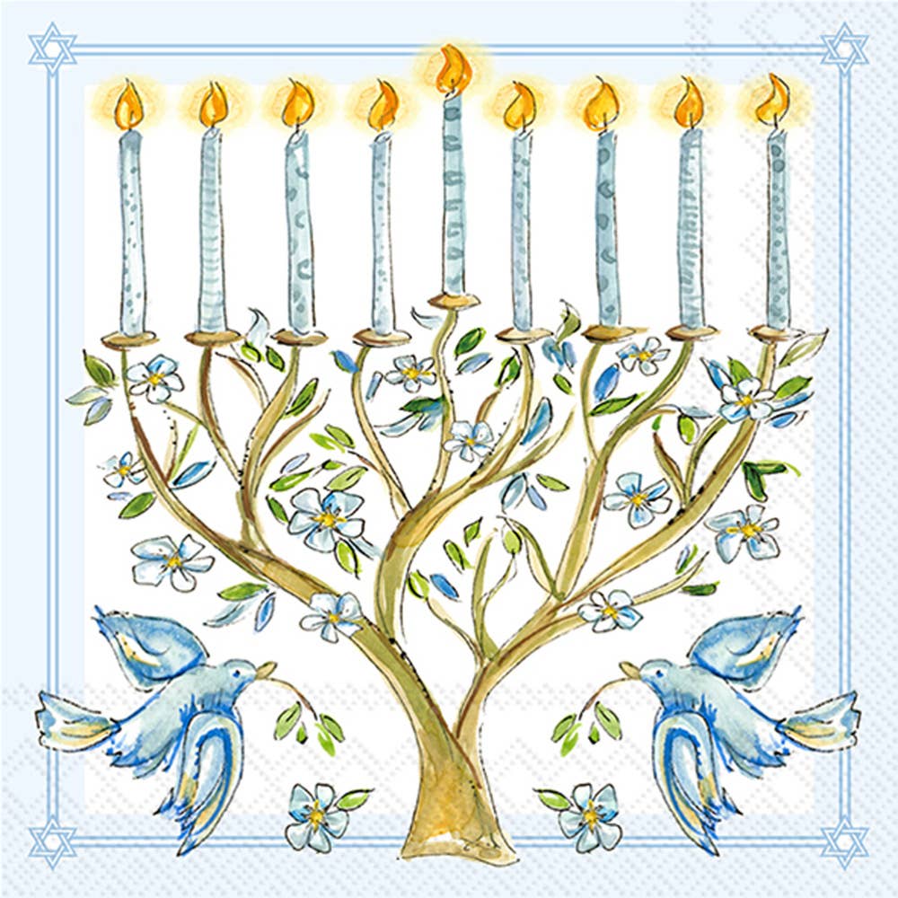 Beverage Napkins - Menorah Christmas