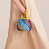 Purse - Cylindrical Contrasting Color Patchwork Bucket Bag - Orange