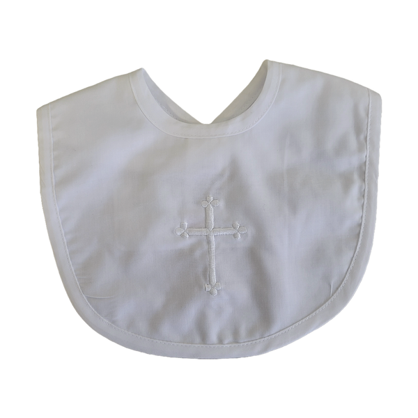 Bib - Embroidered Cross Christening Bib