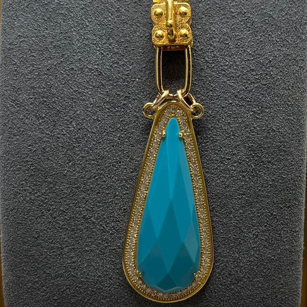 Vignette - Turquoise Stone W/Crystal Surround Teardrop