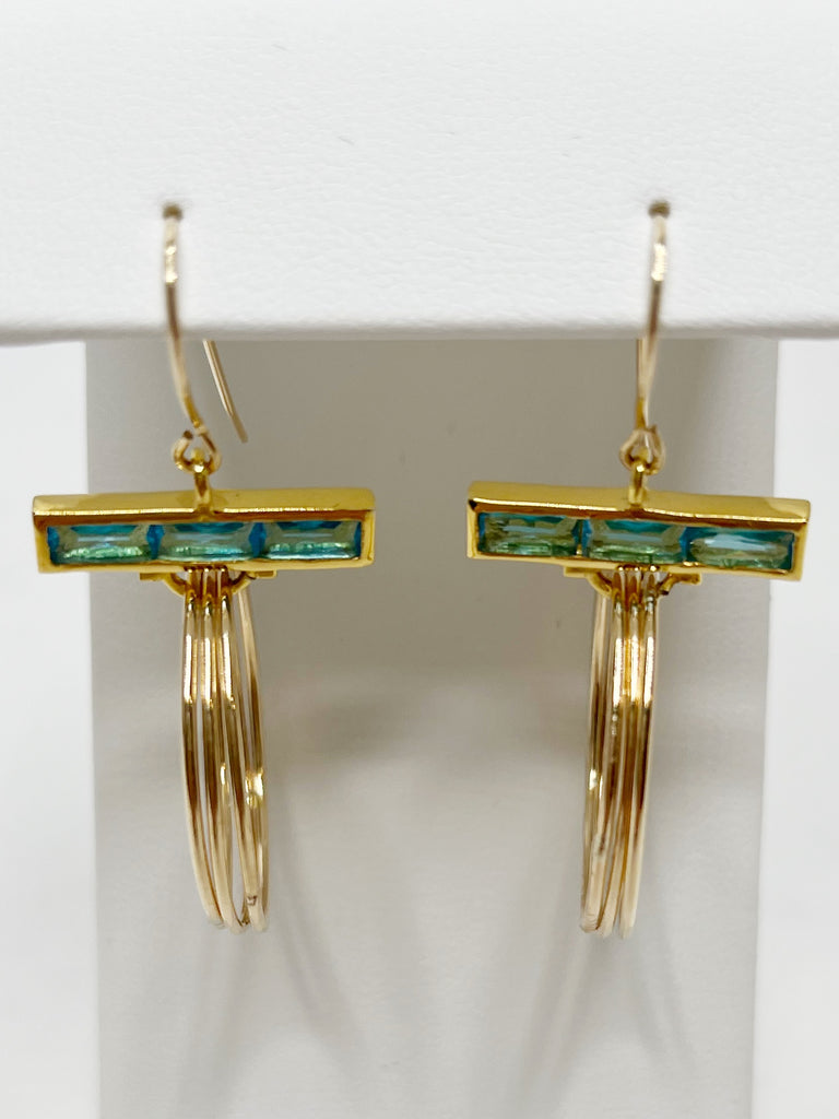 Earrings - Baguette Bar with Thin Gold Filled Rings