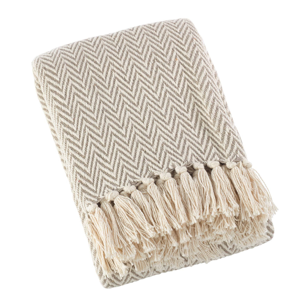 Throw - Soft Cotton Chevron in Natural