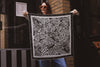 Scarf - Double Sided Silk Scarf Of Black Garden