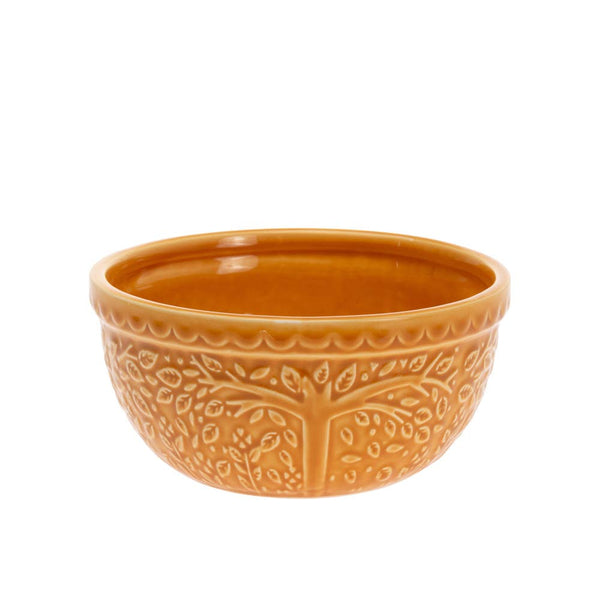 Bowl - Saffron Ceramic Bowl Leaf Embossed