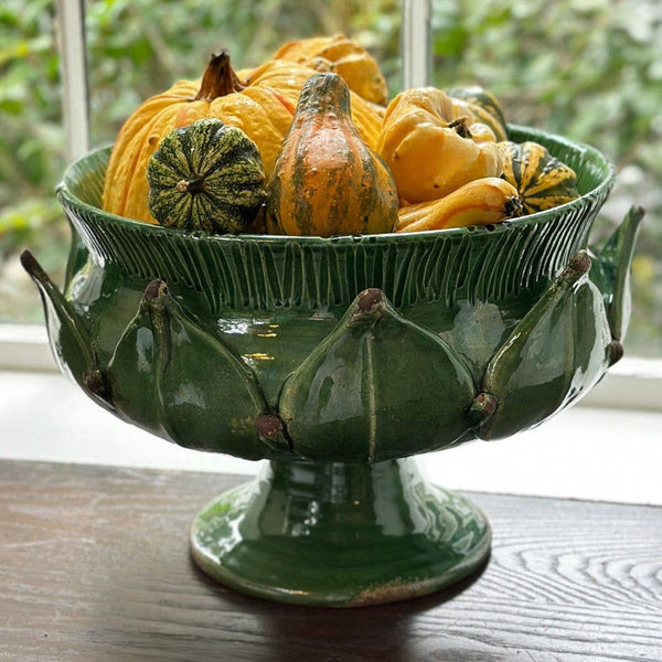 Arte Italica - Scavo Harvest Pedestal Bowl in Italian Green