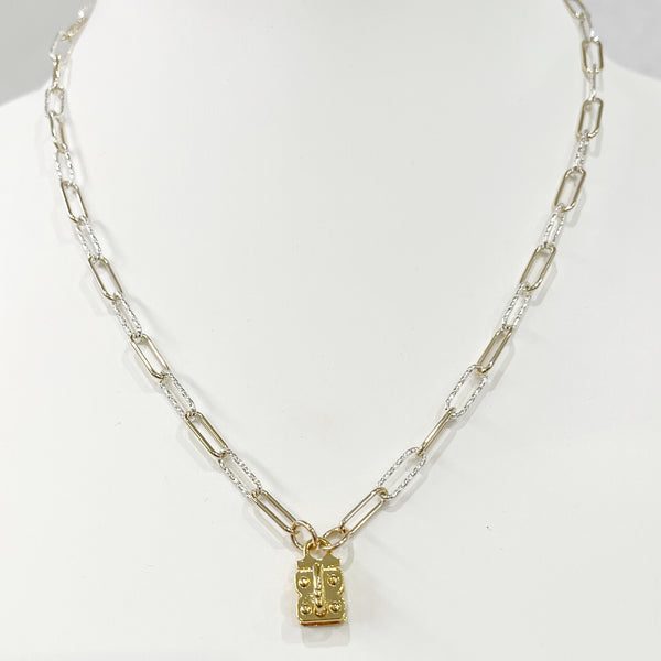 Vignette Necklace - Two Tone Paperclip