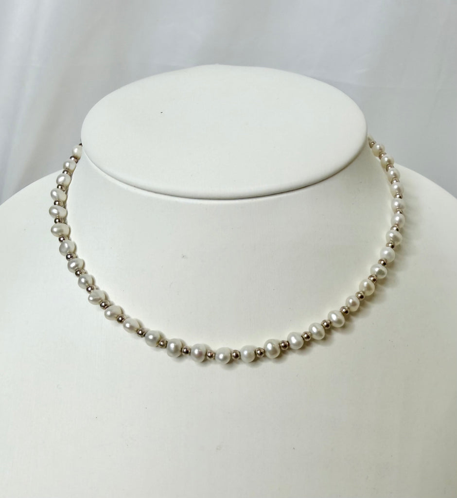 Estate Collection Pearl and Silver Bead Necklace