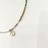 Rainbow Tourmaline & Gold Bead w/Gold Filled Religious Medal