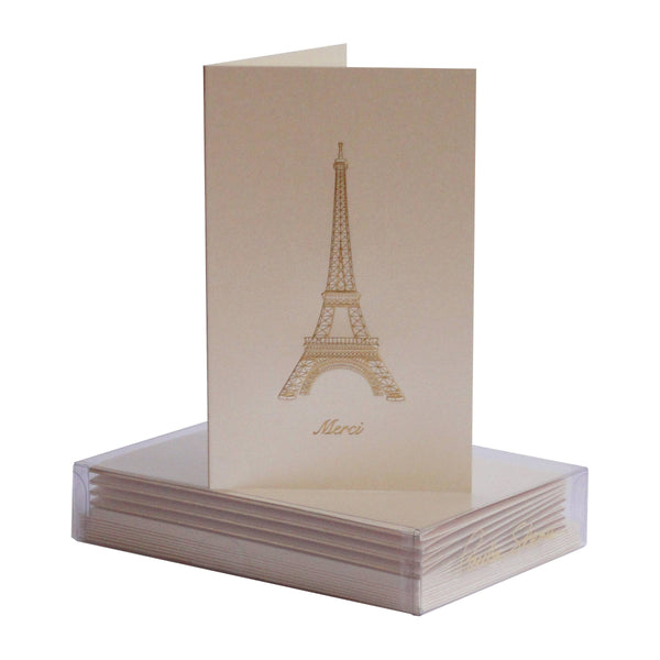 Greeting Card - Eiffel Tower Merci on Champagne Mini Note Card