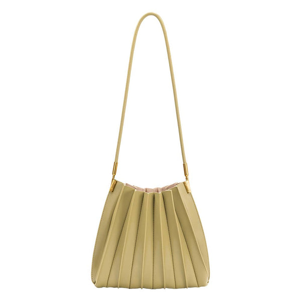 Purse - Carrie Avocado Pleated Vegan Leather Shoulder Bag