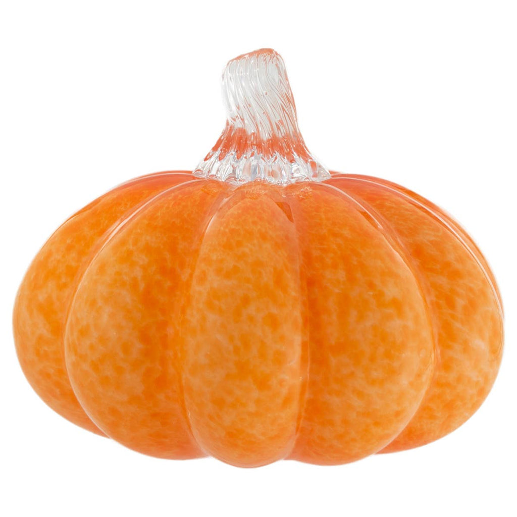 Pumpkin - 6" Round Orange Glass Pumpkin with Clear Stem