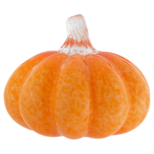 Pumpkin - 6" Round Orange Glass Pumpkin with Clear Stem