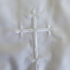 Bib - Embroidered Cross Christening Bib with Scallop Edge