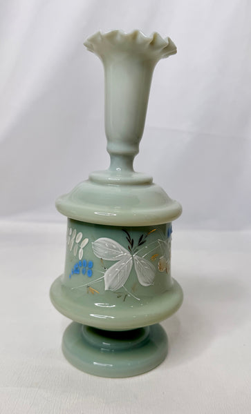 Estate Collection Bristol Glass - Green Ruffle Lidded Jar