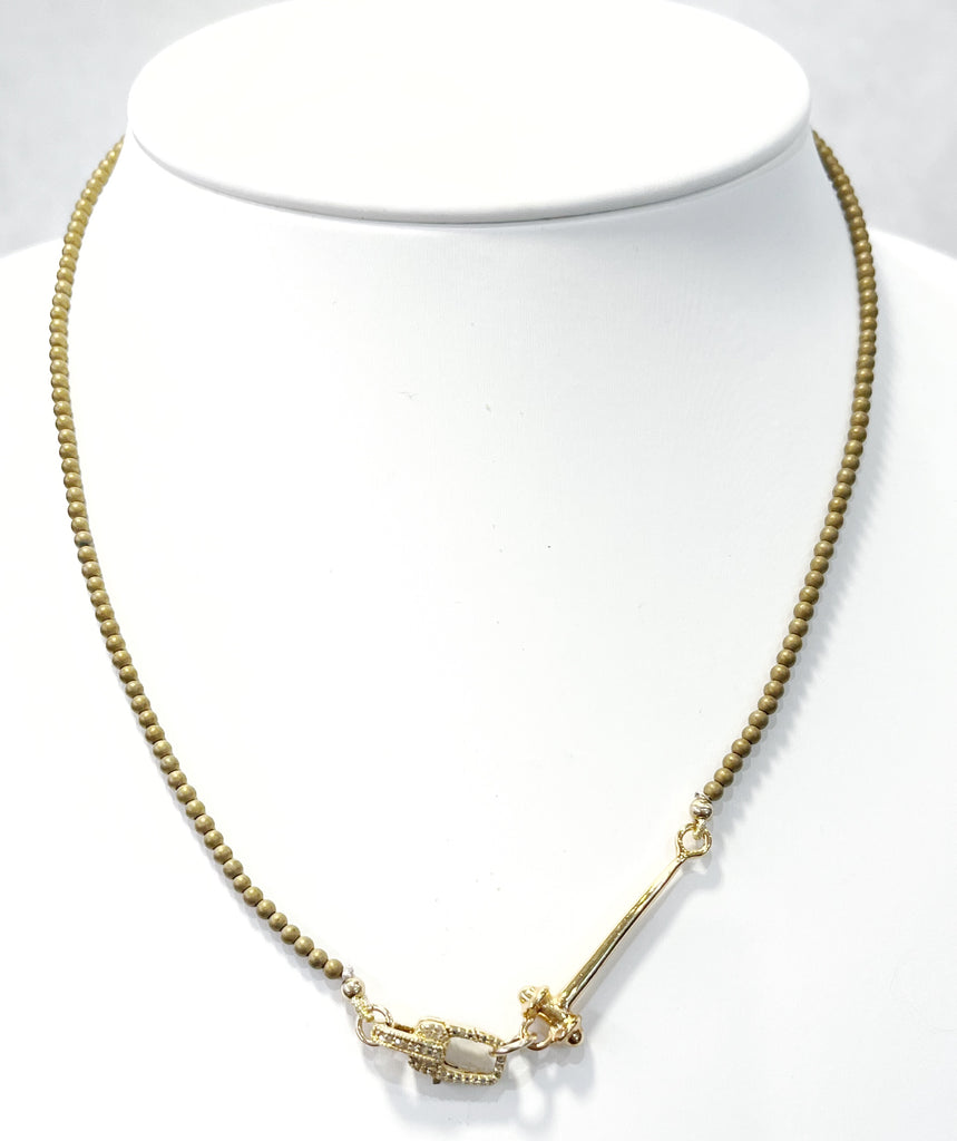 Necklace - Gold Hemitate Necklace w/a Diamond Clasp