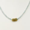 Necklace - Small Aquamarine W/Golg Rings