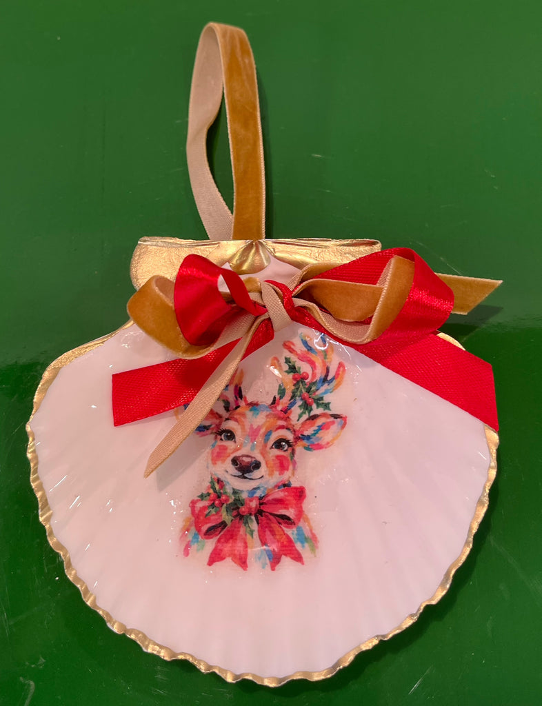 Ornaments - Reindeer on Scallop Shell by Fouts and Finch