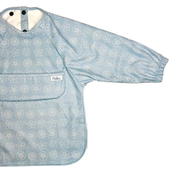 The Grayson Long Sleeve Bib - Blossom: Powder Blue / 6-36M