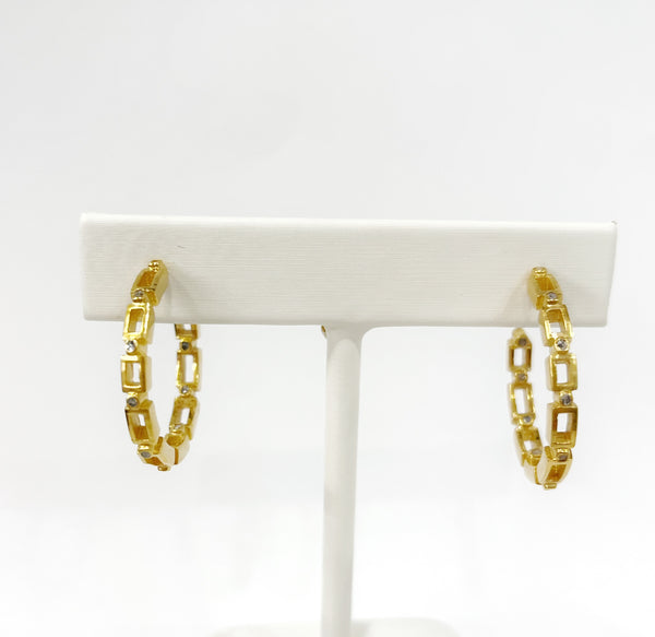 Earrings - Maxine Diamond Hoop in Gold